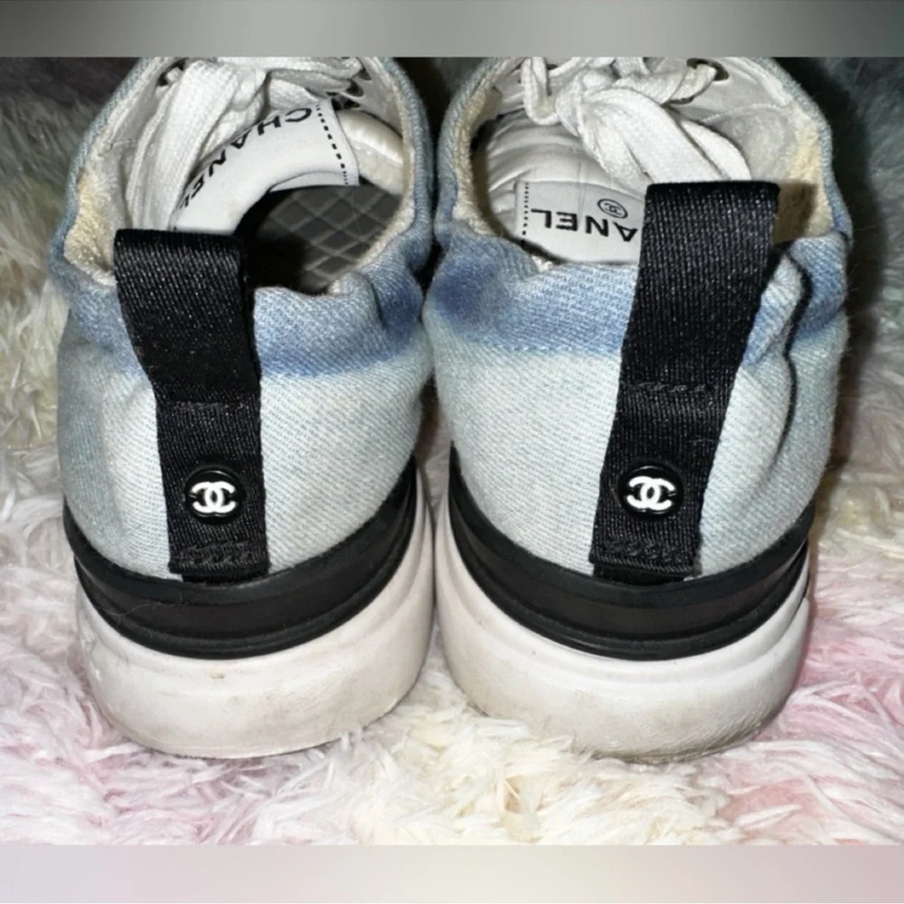 Chanel Blue Denim CC Logo Sneakers Size 38 - Picture 8 of 11